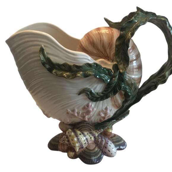 Vintage Fitz & Floyd Oceana Large Pitcher Conch Sea Shell 1998 Retired Unique!